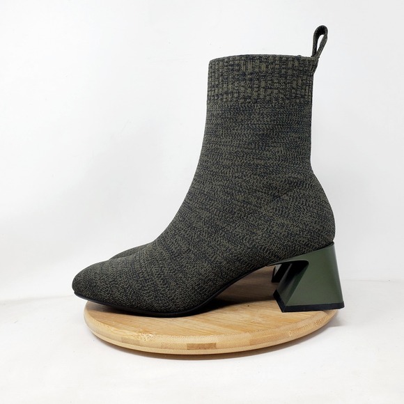 Vivaia Regina Pro Boots Womens 37.5 Olive Square Toe Fishtail Heel Knit Stretch - Picture 2 of 16